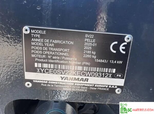 Mini pelle 7t Yanmar SV 22 – Image 11